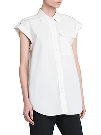 Poplin Cap-Sleeve Shirt