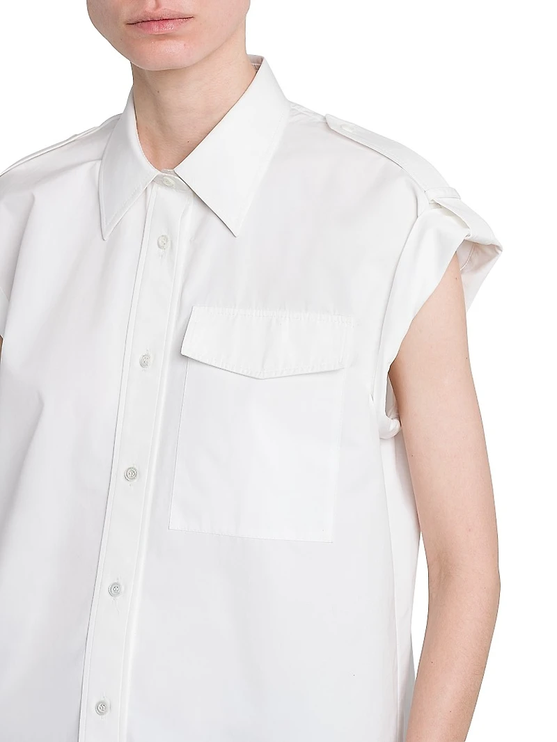 Poplin Cap-Sleeve Shirt