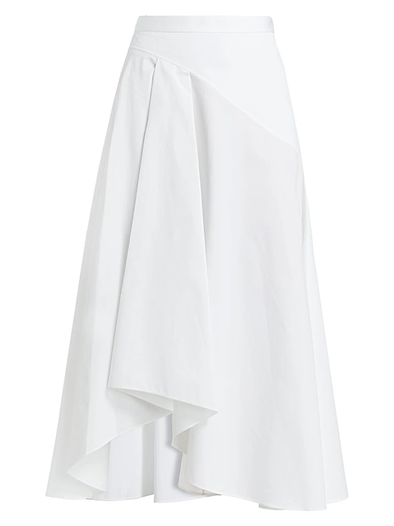 Asymmetric Cotton Midi-Skirt