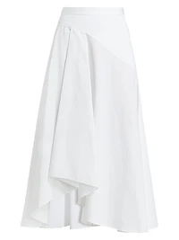 Asymmetric Cotton Midi-Skirt