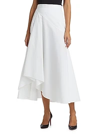 Asymmetric Cotton Midi-Skirt