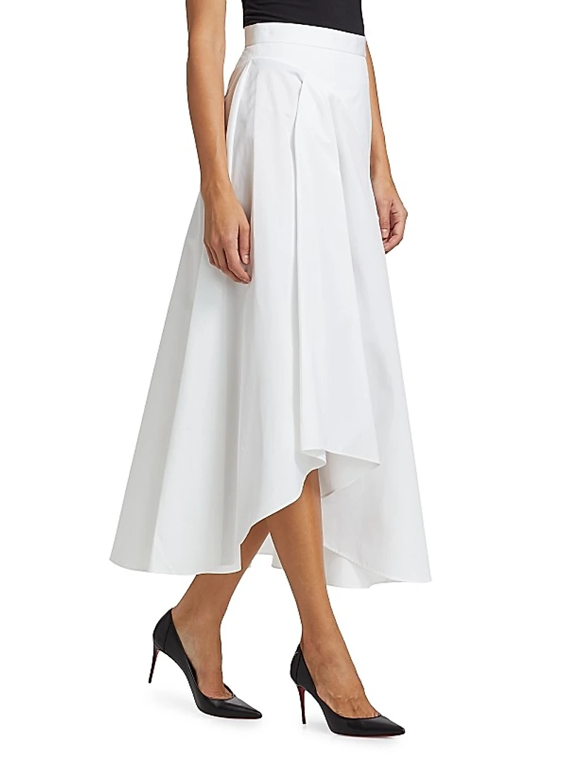 Asymmetric Cotton Midi-Skirt
