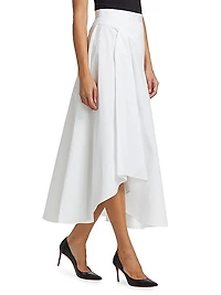 Asymmetric Cotton Midi-Skirt