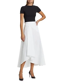 Asymmetric Cotton Midi-Skirt