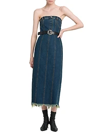 Denim Strapless Midi-Dress