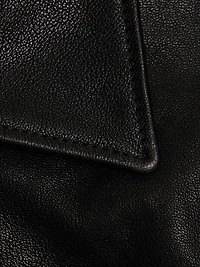 Crop Leather Bomber Jacket