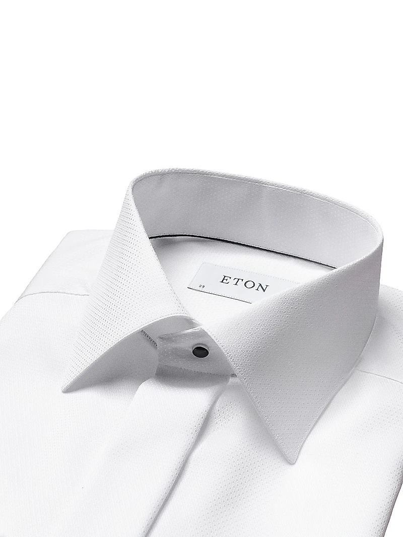 Contemporary-Fit Diamond-Weave Formal Shirt