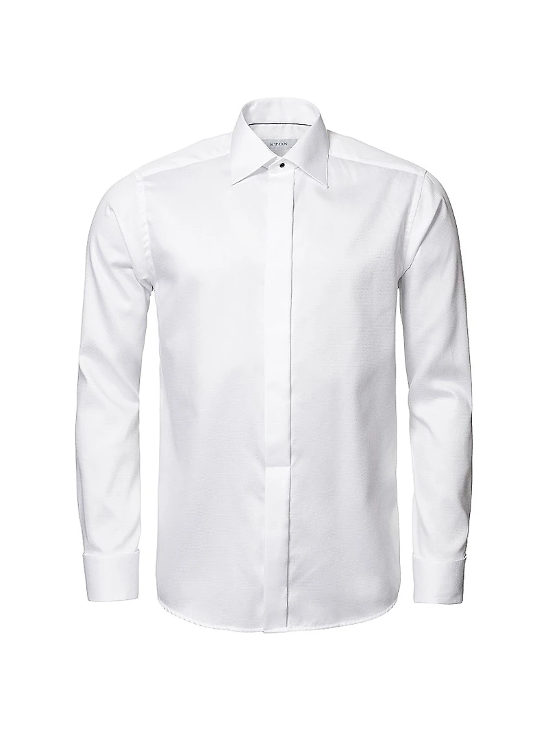 Contemporary-Fit Diamond-Weave Formal Shirt