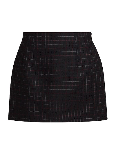 Contour Check Wool Miniskirt