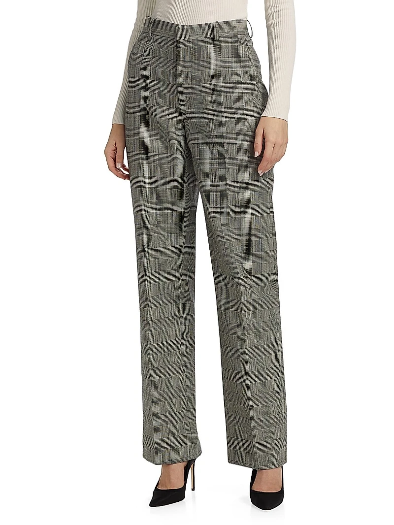 Glen Check Straight-Leg Trousers