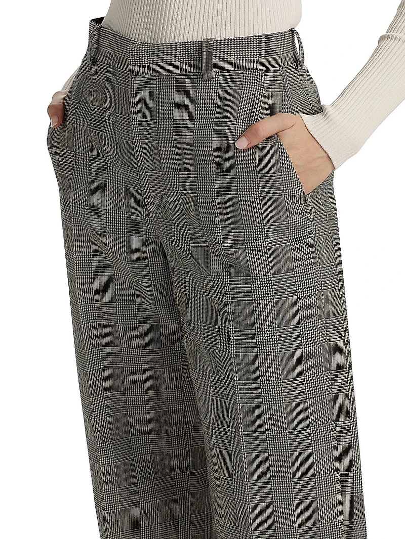Glen Check Straight-Leg Trousers