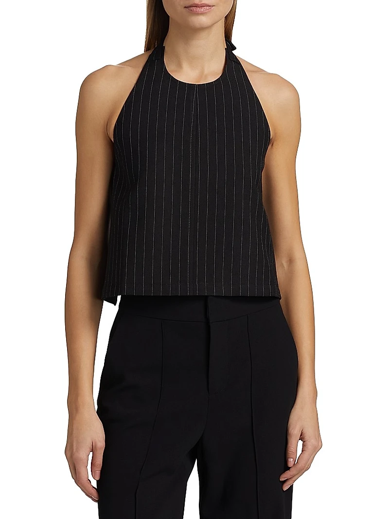 Pinstripe Backless Halter Top