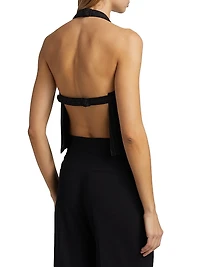 Pinstripe Backless Halter Top