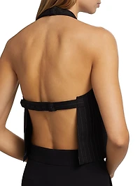 Pinstripe Backless Halter Top