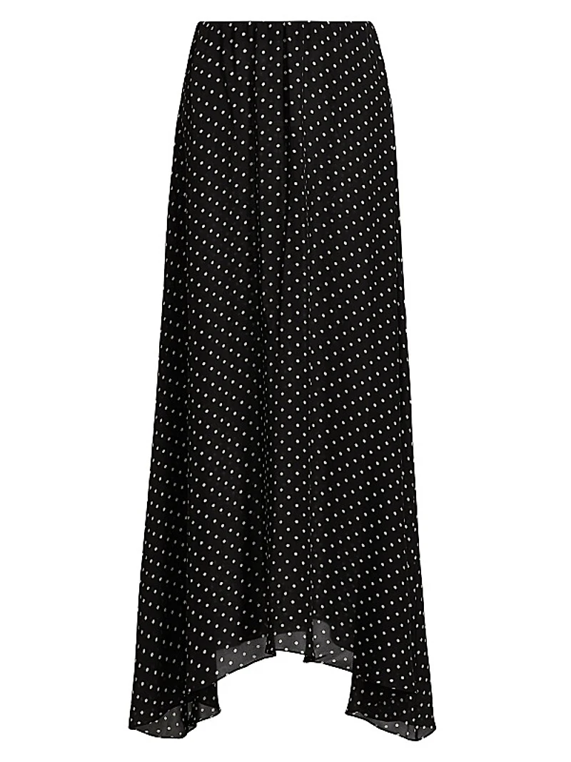 Polka Dot Flared Maxi Skirt