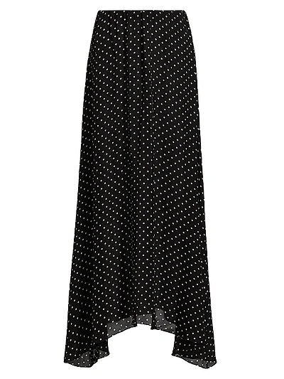 Polka Dot Flared Maxi Skirt