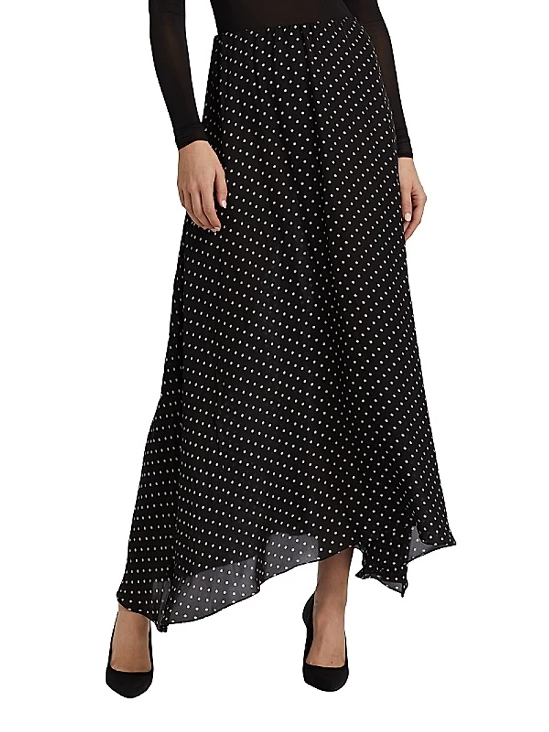 Polka Dot Flared Maxi Skirt