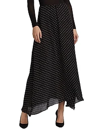 Polka Dot Flared Maxi Skirt