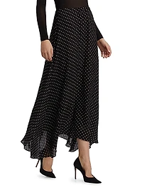 Polka Dot Flared Maxi Skirt