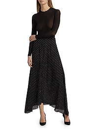 Polka Dot Flared Maxi Skirt