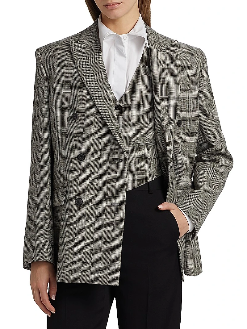 Glen Check Double-Breasted Blazer