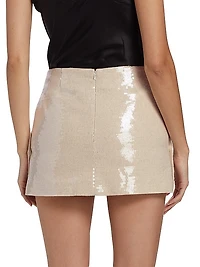 Quattro Linen-Blend Sequined Miniskirt