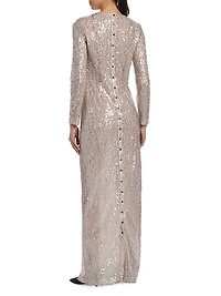 Lore Sequined Long-Sleeve Gown