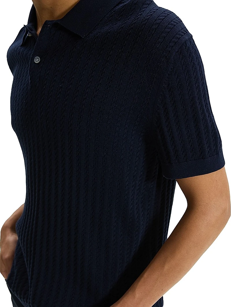 Cable-Knit Polo Shirt