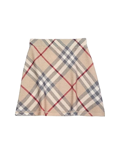 Little Girl's & Girl's Laura Check Wool Knit Skirt