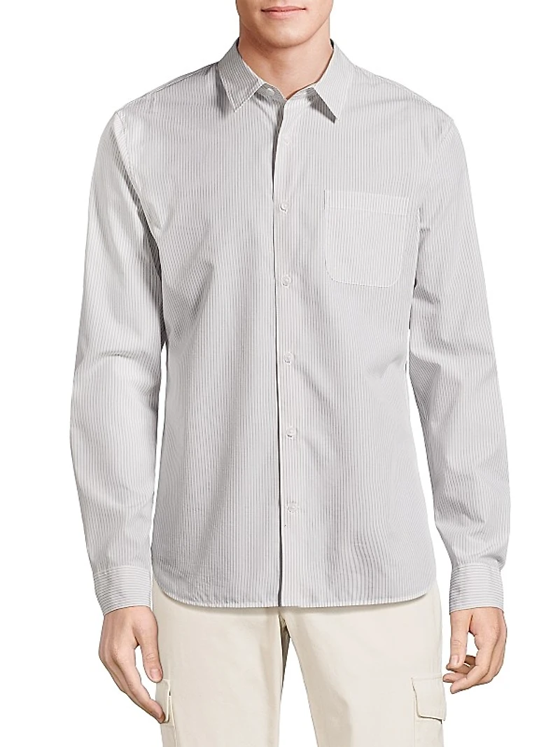Pinstriped Cotton-Blend Button-Front Shirt