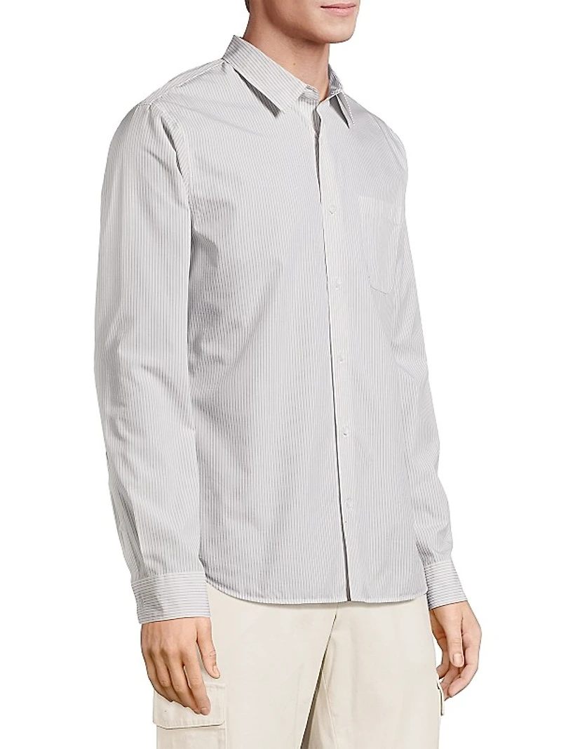 Pinstriped Cotton-Blend Button-Front Shirt