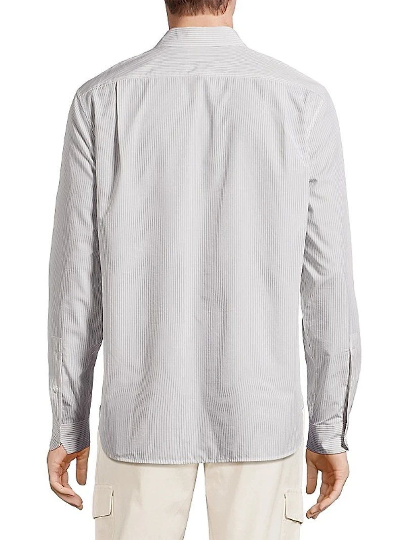 Pinstriped Cotton-Blend Button-Front Shirt