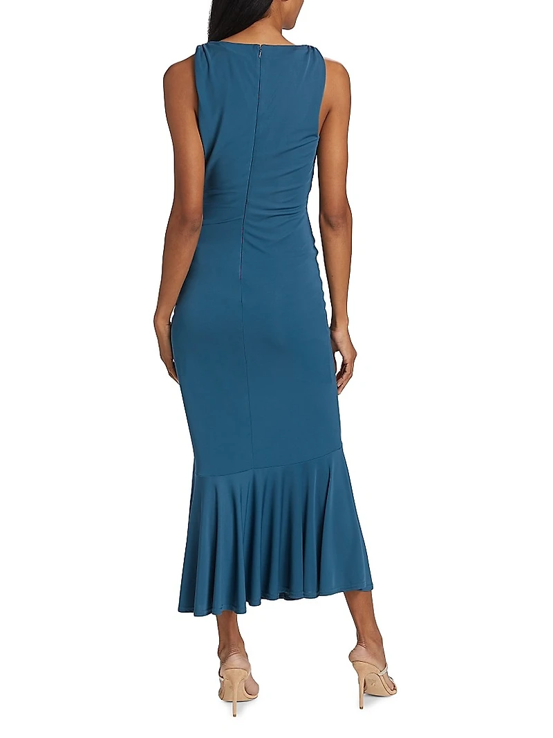 Mika Surplice Ruched Midi Dress