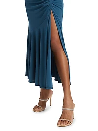 Mika Surplice Ruched Midi Dress