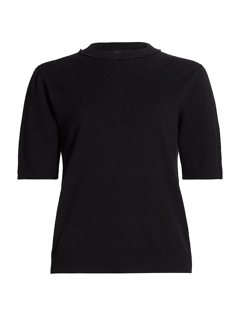 Wool-Blend Short-Sleeve Sweater