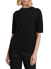Wool-Blend Short-Sleeve Sweater