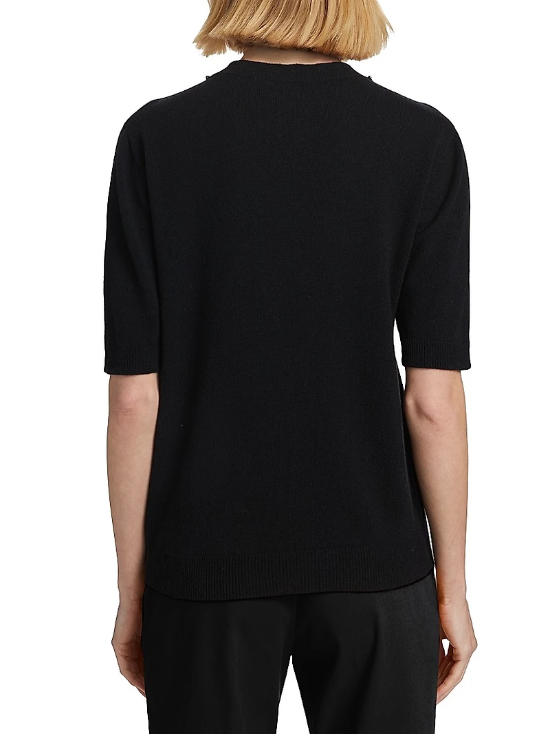 Wool-Blend Short-Sleeve Sweater