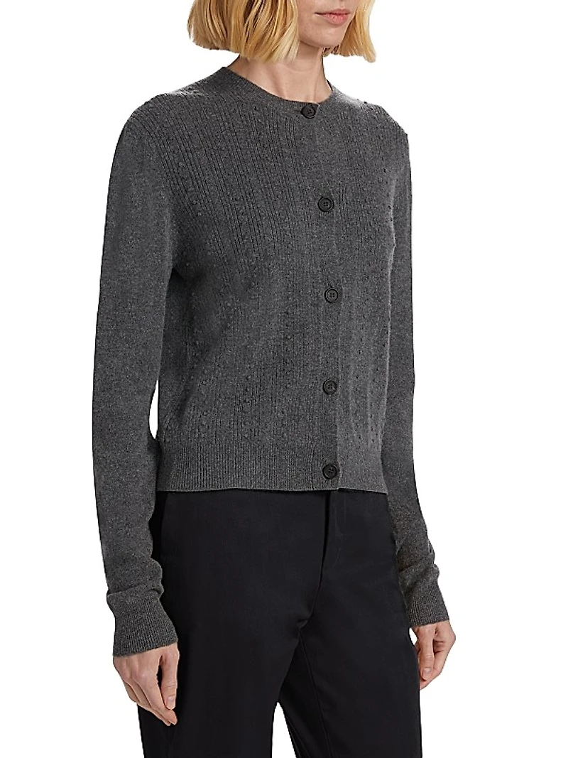 Wool-Blend Bubble Stitch Slim-Fit Cardigan