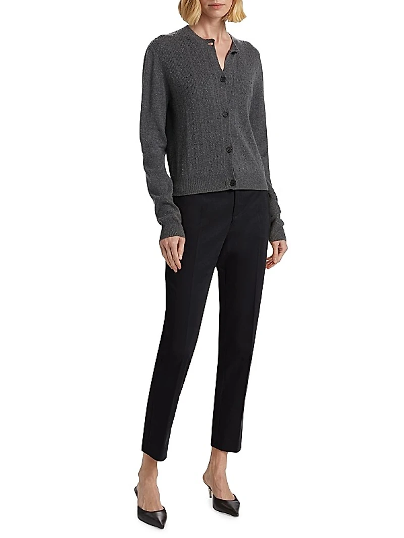 Wool-Blend Bubble Stitch Slim-Fit Cardigan