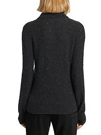 Sequin-Embellished Wool-Blend Polo Sweater