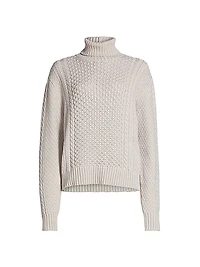 Wool-Blend Fisherman Turtleneck Sweater
