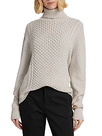 Wool-Blend Fisherman Turtleneck Sweater