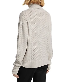 Wool-Blend Fisherman Turtleneck Sweater