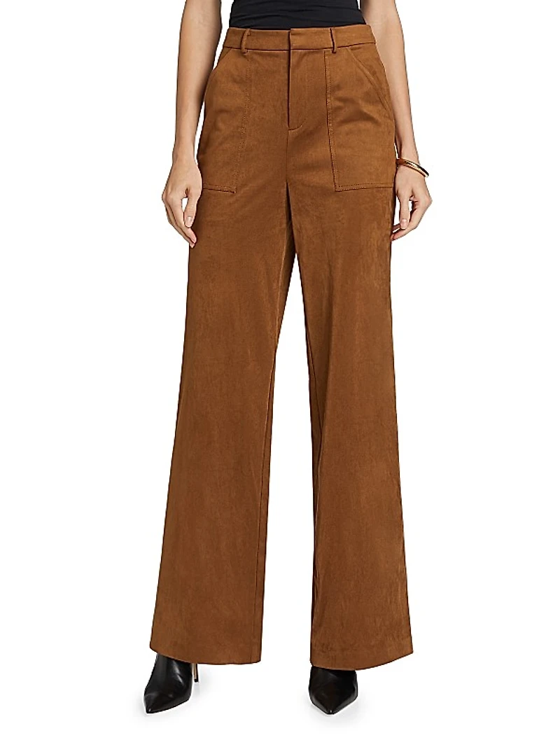 Edwina Faux-Suede Wide-Leg Pants