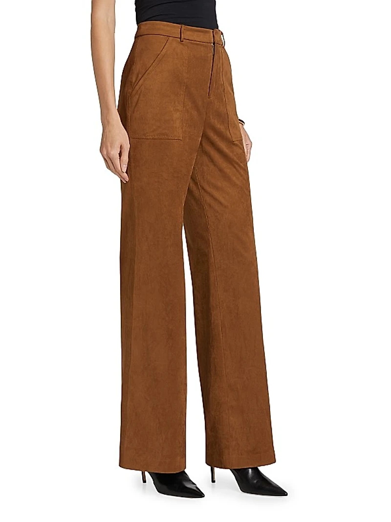 Edwina Faux-Suede Wide-Leg Pants