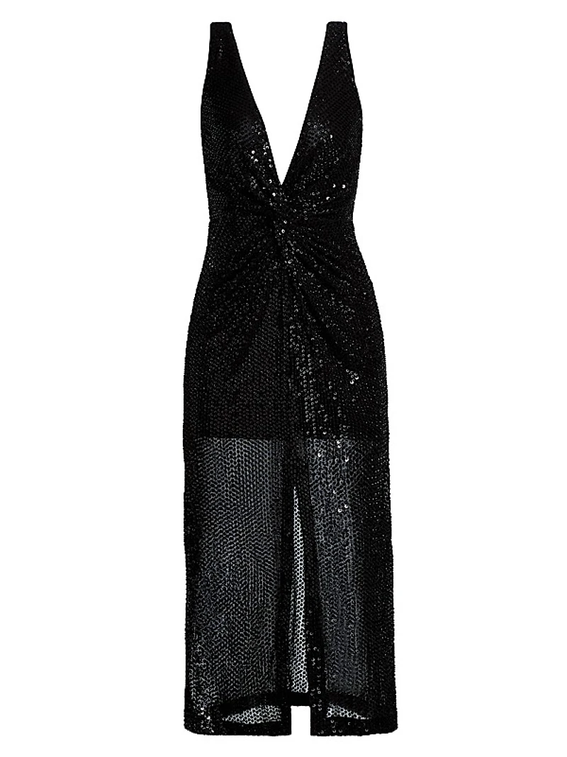 Eli Sequined Sleeveless Midi-Dress