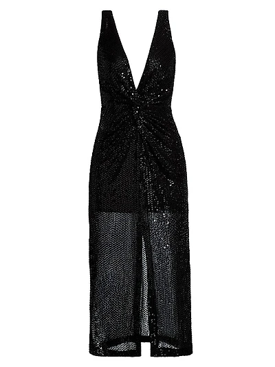 Eli Sequined Sleeveless Midi-Dress
