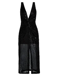 Eli Sequined Sleeveless Midi-Dress