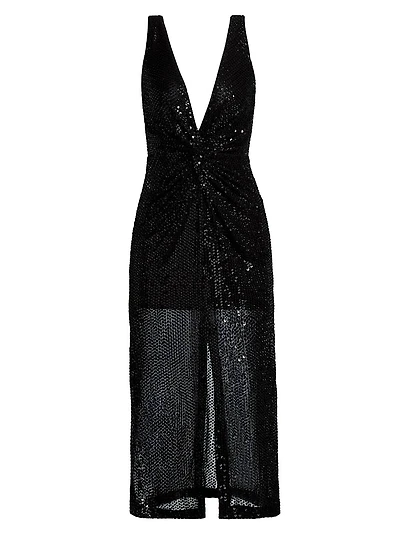 Eli Sequined Sleeveless Midi-Dress
