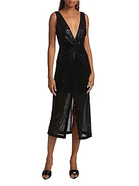 Eli Sequined Sleeveless Midi-Dress